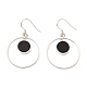 Natural Obsidian Flat Round Dangle Earrings(EJEW-Z024-11D-P)-1