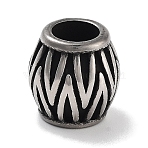 Retro 304 Stainless Steel European Beads, Large Hole Beads, Barrel, Antique Silver, 11x11mm, Hole: 5.5mm(STAS-L274-019AS)