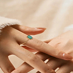 1Pc Stainless Steel with Synthesis Gemstone Adjustable Cuff Rings, Golden, Green, 8x6mm,US Size 7 1/4(17.5mm)(RJEW-LP0010-10B)