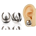 Brass Ear Gauges Flesh Tunnels Plugs, Tombstone Charm, Antique Silver, 13.5x11.5x9.5mm(EJEW-P293-04B-AS01)