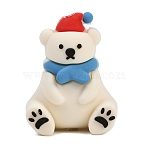 Christmas Silicone Beads, Focal Beads, White, Bear, 31x23.5x20mm, Hole: 2.7mm(SIL-K007-02E)