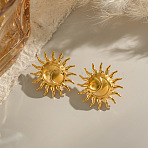 Sun 304 Stainless Steel Stud Earrings, Golden, 25.5mm(EJEW-P332-03G)