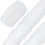 2M Artificial Wool Costume Accessories, Imitation Rabbit Fur, with Cardboard Display Card, Snow, 75~80x40mm(AJEW-GF0013-94A)