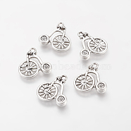 Tibetan Style Alloy Pendants, Cadmium Free & Nickel Free & Lead Free, Bicycle/Penny Farthing, Antique Silver, 17x18x3mm, Hole: 1.5mm(TIBEP-0734-S-FF)