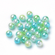 Rainbow Acrylic Imitation Pearl Beads, Gradient Mermaid Pearl Beads, No Hole, Round, Green Yellow, 6mm, about 5000pcs/bag(OACR-R065-6mm-03)