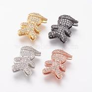 Brass Micro Pave Cubic Zirconia Clasps, Boy, Mixed Color, 18.5x12x5.5mm(ZIRC-P064-03)
