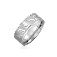 Non-Tarnish Stainless Steel Animal Pattern Finger Ring, Stainless Steel Color, US Size 10(19.8mm)(PW-WG73659-04)