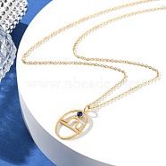 304 Stainless Steel Cubic Zirconia Twelve Constellations Runes Pendant Cable Chain Necklaces for Women, Real 18K Gold Plated, Libra, 17.83 inch(45.3cm)(NJEW-B121-02G-07)