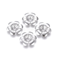 6-Petal 316 Surgical Stainless Steel Bead Caps, Flower, Stainless Steel Color, 24x4mm, Hole: 2mm(STAS-G196-01P)