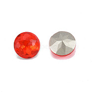 K9 Glass Rhinestone Cabochons, Pointed Back & Back Plated, Faceted, Flat Round, Siam, 8x5mm(MRMJ-N029-13-02)