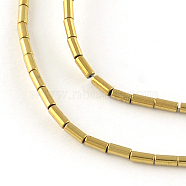 Column Electroplated Non-magnetic Synthetic Hematite Beads Strands, Golden Plated, 4x2mm, Hole: 0.5mm, about 97pcs/strand, 15.7 inch(G-R259-69D)