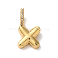 Brass Micro Pave Cubic Zirconia Pendants, Lead Free & Cadmium Free, Long-Lasting Plated Letter X, 19x10x9mm, Hole: 5mm(KK-K345-13X-G)