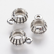 Tibetan Style Alloy Tube Bails, Loop Bails, Rondelle, Antique Silver, 11x7.6x5.5mm, Hole: 1.5mm, Inner Diameter: 5mm(PALLOY-F202-26AS)