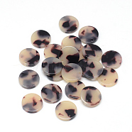 Cellulose Acetate(Resin) Pendants, Flat Round, Antique White, 12x12x2.5mm, Hole: 1.5mm(X-KY-S139B-A304)