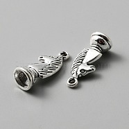 Tibetan Style Alloy Pendants, 3D Chess Piece Charms, Antique Silver, Knight, 21x8x8mm, Hole: 1.6mm(FIND-CJC0004-29AS-04)