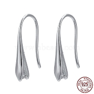 Rhodium Plated 925 Sterling Silver Earring Hooks, with 925 Stamp, Platinum, 18.5x5x3mm, 20 Gauge, Pin: 0.8mm(STER-K168-116P)