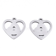 201 Stainless Steel Pendants, Laser Cut, Heart Lock, Stainless Steel Color, 15x15x0.9mm, Hole: 1.6mm(STAS-S081-073)