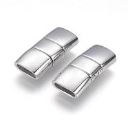 304 Stainless Steel Fold Over Clasps, Rectangle, Stainless Steel Color, 24x11x6mm, Hole: 3x8mm(STAS-G143-25P)