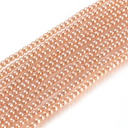 Electroplate Glass Beads Strands, Round, Pear Luster Plated, Light Salmon, 2mm, Hole: 0.6mm, about 180pcs/strand, 14.17 inch(36cm)(EGLA-I013-2mm-PL01)