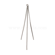 Brass Square Snake Chains Tassel Big Pendants, Platinum, 82x3x1mm, Hole: 2mm(KK-G510-02P)