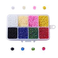 12/0 Glass Seed Beads, Ceylon Round  Loose Spacer Beads, 2mm, Mixed Color, 2mm, Hole: 1mm, about 12500pcs/box(SEED-X0050-2mm-06)