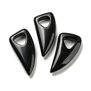 Natural Obsidian Pendants, Horn Charms, 41~43x20x7.5~8mm, Hole: 10.5~11mm(G-M417-03D)