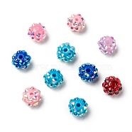 Chunky Resin Rhinestone Beads, Resin Round Beads, Mixed Color, 10mm, Hole: 1.5mm(RESI-M019-10mm-M)
