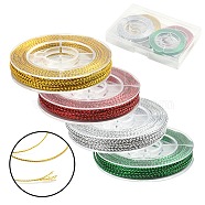 4 Rolls 4 Colors Braided Non-Elastic Beading Thread, Metallic Cor for Christmas Party Decor, Mixed Color, 0.6mm, about 10.93 yards(10m)/roll, 1 roll/color(EW-YW0001-15)