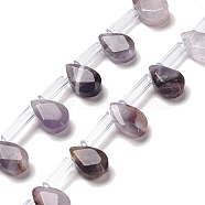 Natural Amethyst Beads Strands, Faceted, Teardrop, Top Drilled, 9x6x4mm, Hole: 0.8mm, about 30~32pcs/strand, 16.54''(42cm)(G-Q167-A04-02)