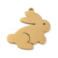 5Pcs 201 Stainless Steel Pendants, Laser Cut, Rabbit Charm, Golden, 17.5x16.5x1mm, Hole: 1.2mm(STAS-B064-08G)