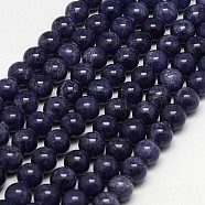 Natural Yellow Jade Beads Strands, Dyed, Round, DarkSlate Blue, 6mm, Hole: 1mm, about 70pcs/strand, 15.75 inch(G-G598-6mm-YXS-15)