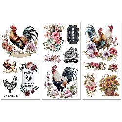 3 Sheets 3 Styles PVC Waterproof Decorative Stickers, Self Adhesive Decals for Furniture Decoration, Chook, 300x150mm, 1 sheet/style(DIY-WH0404-077)