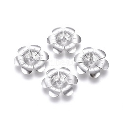 Non-Tarnish 6-Petal 316 Surgical Stainless Steel Bead Caps, Flower, Stainless Steel Color, 24x4mm, Hole: 2mm(STAS-G196-01P)