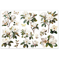 3 Sheets 3 Styles Flower PVC Waterproof Decorative Stickers, Self Adhesive Floral Decals for Furniture Decoration, Flower, 300x150mm, 1 sheet/style(DIY-WH0404-039)