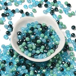 Glass Beads, Faceted, Rondelle, Steel Blue, 6x5mm, Hole: 1mm, about 280pcs/60g(EGLA-A034-SM6mm-58)