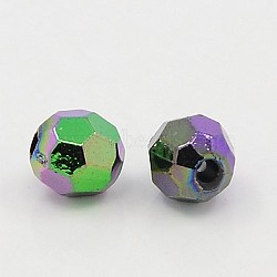 AB Color Plated Black Faceted Acrylic Round Beads, 8mm, Hole: 2mm(X-TACR-PL642-8mm-36)