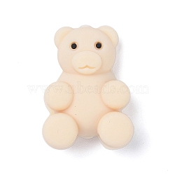 Silicone Beads, Cartoon Animal Bear, Old Lace, 29x22x13mm, Hole: 2mm(SIL-S005-01F)