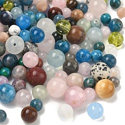 Natural & Synthetic Mixed Gemstone Beads, Smooth Round Beads, Mixed Dyed and Undyed, 6~12mm, Hole: 1~1.4mm(G-XCP0001-52)