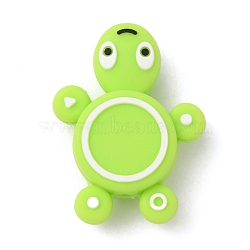 Tortoise Silicone Beads, DIY Nursing Necklaces and Bracelets Making, Chewing Pendants For Teethers, Lime, 29.5x22x9mm, Hole: 2mm(SIL-WH0002-81E)