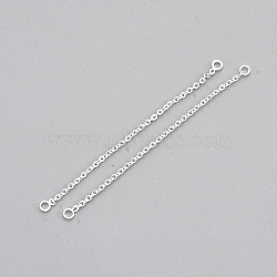 Brass Chain Links connectors, Silver Color Plated, 73~77x1x1mm, Hole: 1.6mm(KK-T044-03B-S)