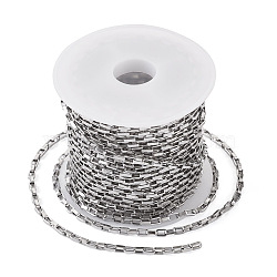 304 Stainless Steel Venetain Chains, Box Chains, Unwelded, with Spool, Rectangle, Stainless Steel Color, 4x2x1mm, about 4.75~5m/roll(CHS-TA0001-07P)