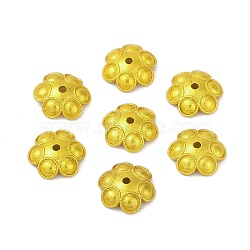 Brass Bead Caps, Long-Lasting Plated, Rack Plating, 6-Petal Flower, Golden, 11.5x10.5x3mm, Hole: 1.4mm(KK-F891-16G)