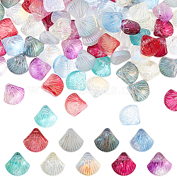 AHADERMAKER 90Pcs 9 Colors Czech Glass Beads, Shell Shape, Mixed Color, 8~10x10~10.5mm, Hole: 1~1.5mm, 10Pcs/color(GLAA-GA0001-27)