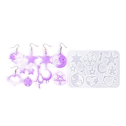 DIY Pendant Silicone Molds, Resin Casting Molds, Star and Sun, White, 88x120x4mm, Hole: 2mm(SIMO-Z006-03C)