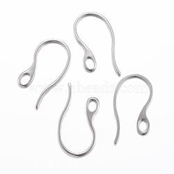 304 Stainless Steel Earring Hooks, with Horizontal Loop, Stainless Steel Color, 22x11.5x1mm, Hole: 2.5x3.5mm(X-STAS-H383-28P)