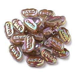 UV Plating Luminous Acrylic Beads, Iridescent, Cloud, Brown, 15x26x6mm, Hole: 2.6mm(OACR-R261-01D)