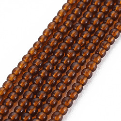 Glass Beads Strands, Round, Saddle Brown, 2mm, Hole: 0.6mm, about 185~206pcs/strand, 14.37~14.76 inch(36.5~37.5cm)(GLAA-N041-008J)