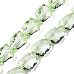 Electroplate Glass Beads Strands, Faceted, Stone, Lime Green, 15.5~16x12x9mm, Hole: 1.4mm, about 39~40pcs/strand, 22.99~24.65 inch(58.4~62.6cm)(EGLA-N012-05C)