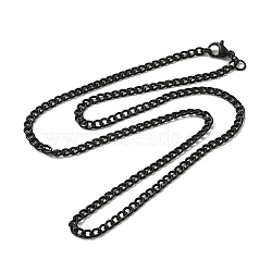 Spray Painted 201 Stainless Steel Curb Chain Necklaces, with Lobster Claw Clasp, Black, 17-3/4 inch(45.3cm)(NJEW-R258-01E)