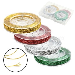 4 Rolls 4 Colors Braided Non-Elastic Beading Thread, Metallic Cor for Christmas Party Decor, Mixed Color, 0.6mm, about 10.93 yards(10m)/roll, 1 roll/color(EW-YW0001-15)